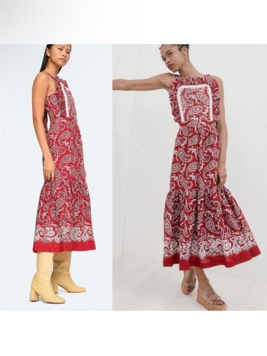 Sea New York Dresses & Skirts - Sea New York Red Paisley Crochet-Trim Maxi Dress